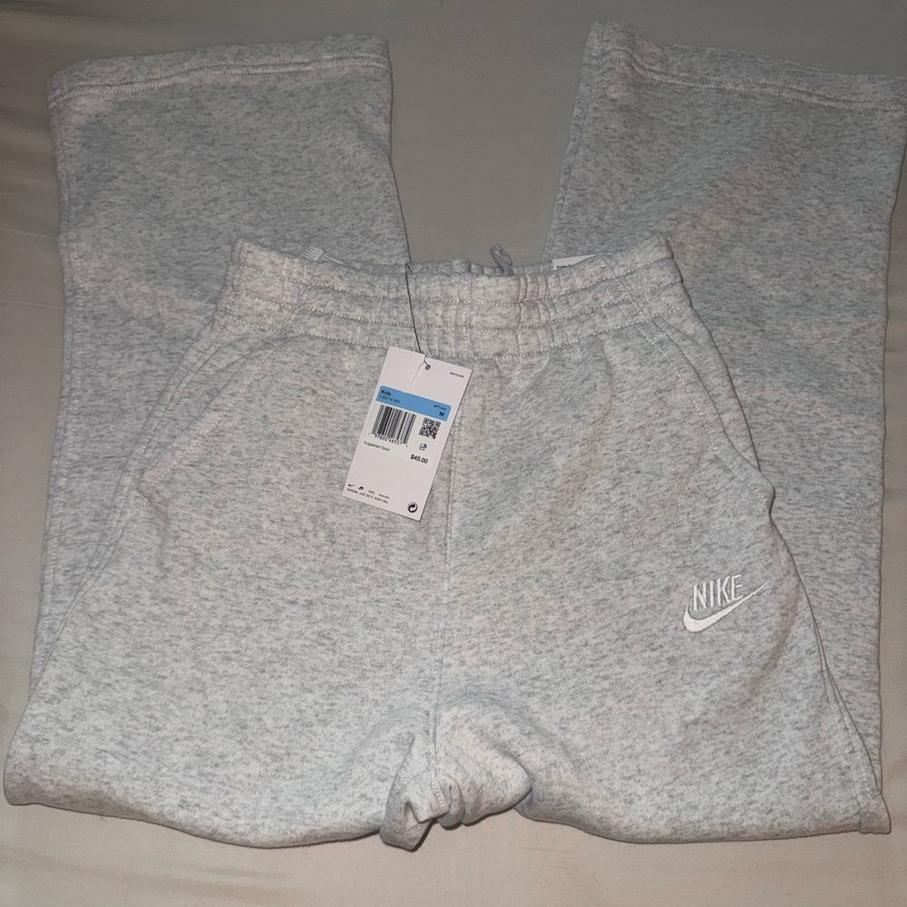 NWT Nike Kids Light Gray open cuff Joggers Size M